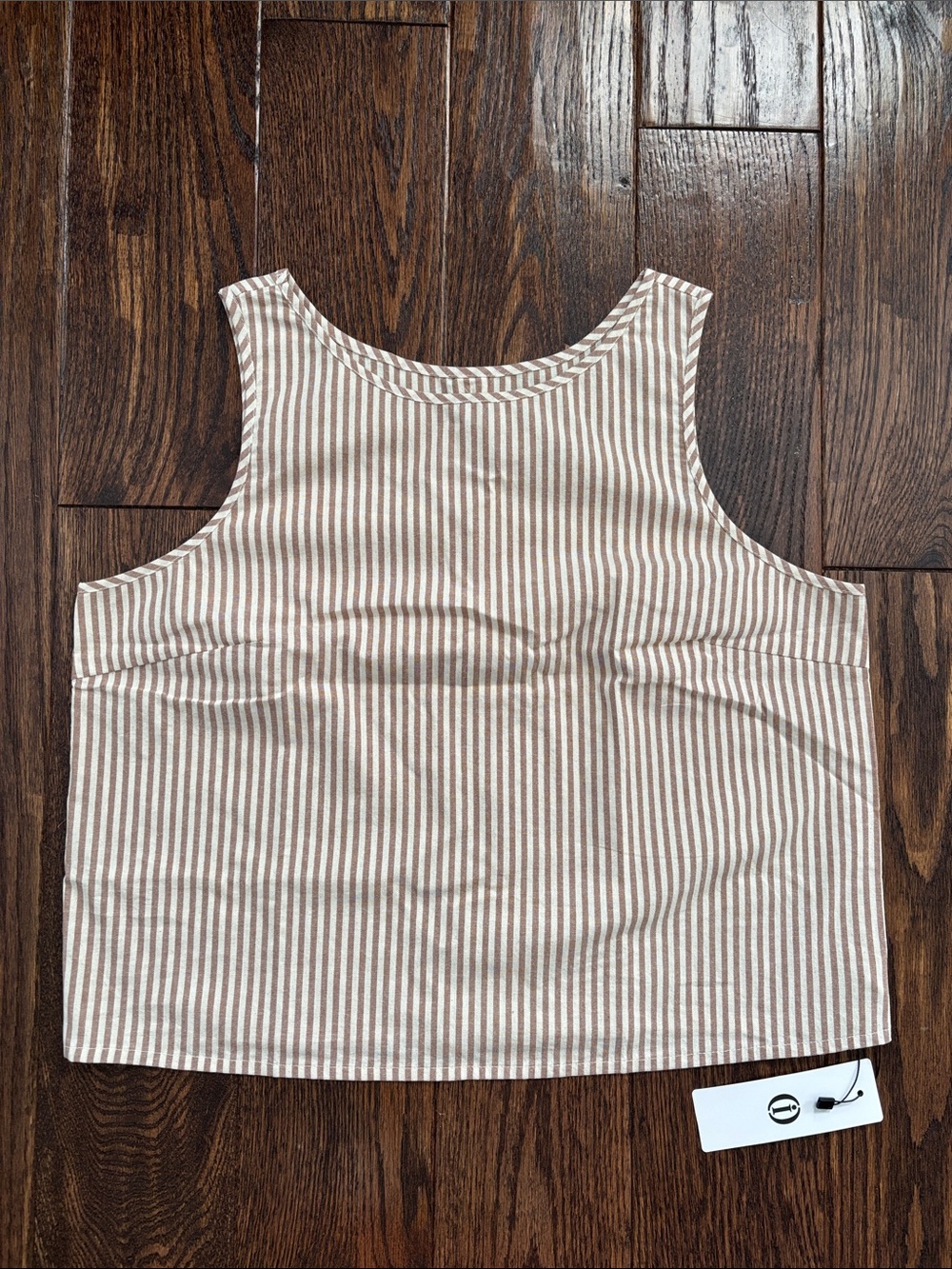 Striped Khaki Crop Tank Top